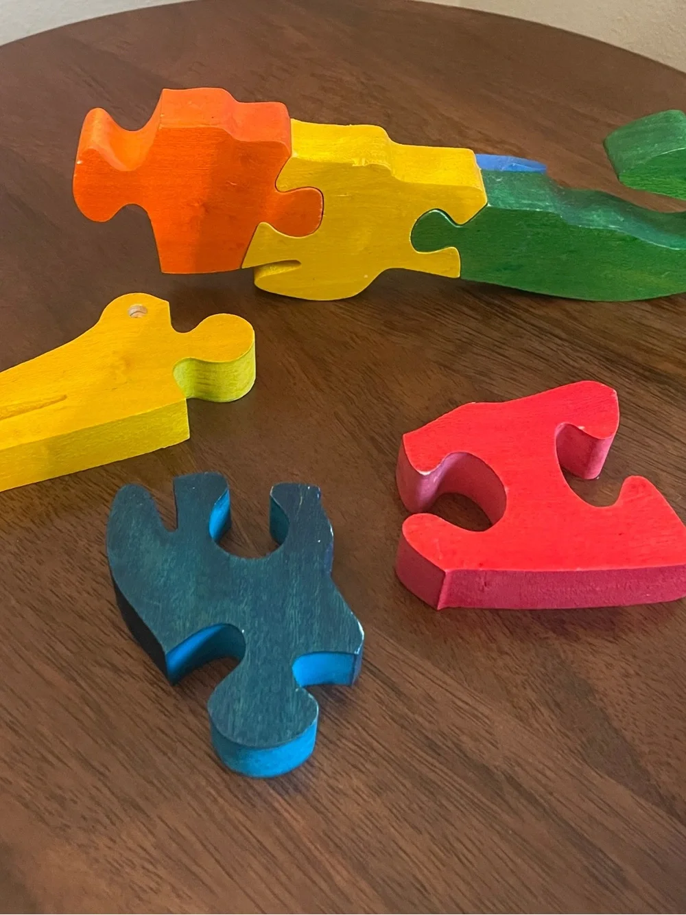 Colorful Handmade in Belize Wooden Crocodile Puzzle